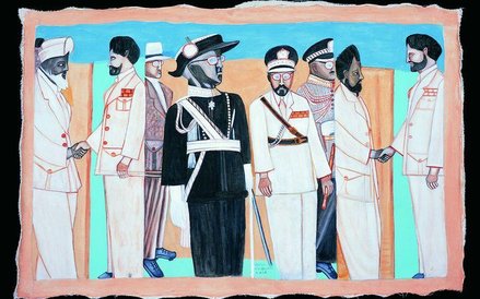 Adamu Tesfaw, "Wizyta Haile Selassie na Jamajce", 2003. Dzięki uprzejmości Leah Niederstadt