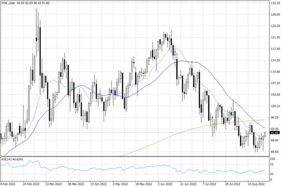 Notowania ropy naftowej WTI – dane dzienne