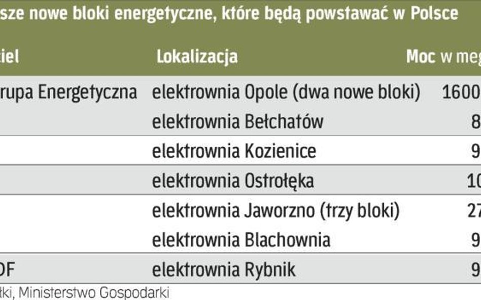 Planowane inwestycje polskich firm energetycznych