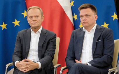 Przewodniczący Platformy Obywatelskiej Donald Tusk i lider Polski 2050 Szymon Hołownia