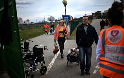 Uchodźcy z Ukrainy na przejściu w Medyce