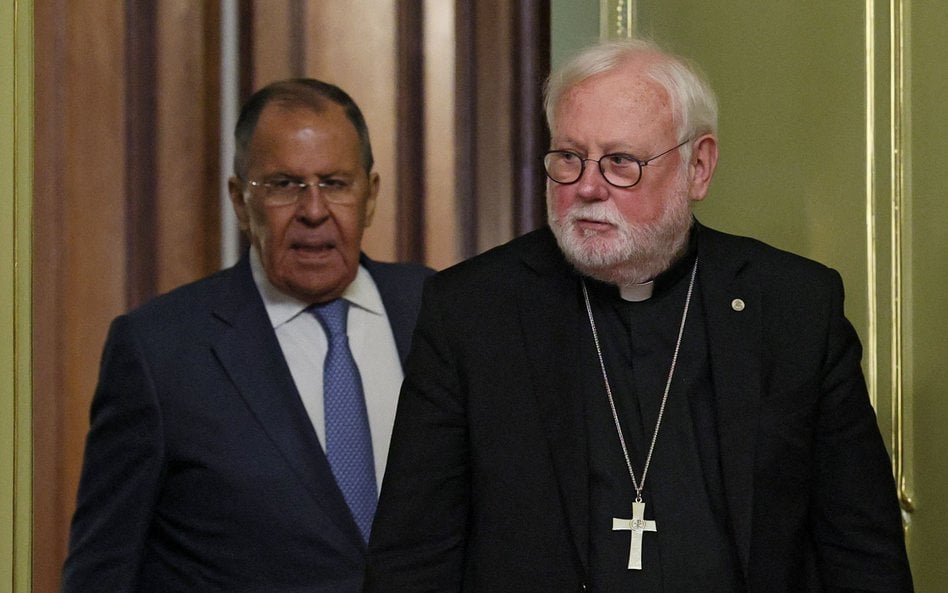Arcybiskup Paul Richard Gallagher i szef MSZ Rosji Siergiej Ławrow w Moskwie