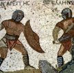 Mozaika ze sceną walki zachowana w ruinach tzw. domu gladiatorów w Kourion na Cyprze