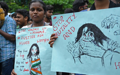 Demonstracja w Chennai przeciwko trwającej przemocy na tle etnicznym w północno-wschodnim stanie Man