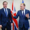 Bruksela, 18 lutego. Brytyjski premier David Cameron i przewodniczący Rady Europejskiej Donald Tusk 