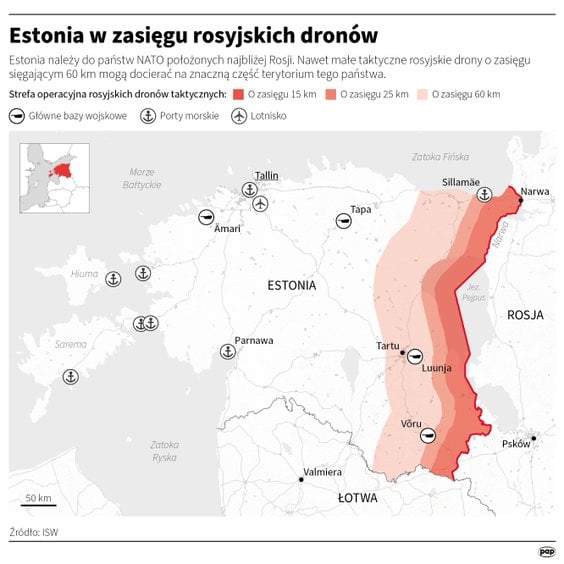 Estonia w zasięgu niewielkich rosyjskich dronów