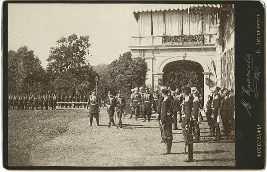 Zdjęcie ze spotkania Aleksandra III z cesarzami: Franciszkiem Józefem i Wilhelmem I w Skierniewicach