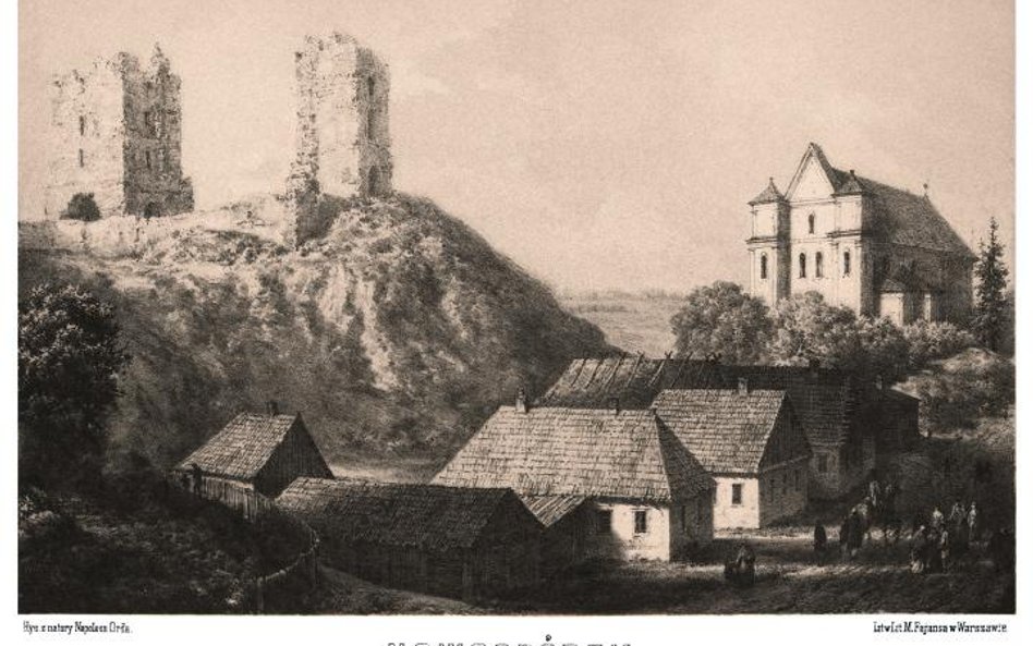 Nowogródek na XIX-wiecznej litografii według rysunku Napoleona Ordy