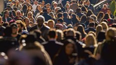 NEW YORK - CIRCA NOVEMBER 2018: Crowd of people walking street