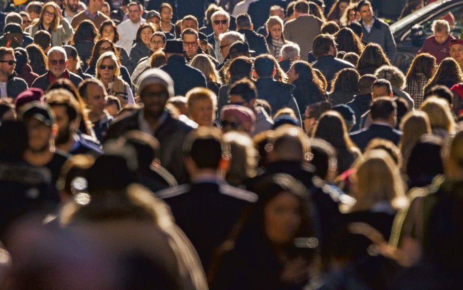 NEW YORK - CIRCA NOVEMBER 2018: Crowd of people walking street