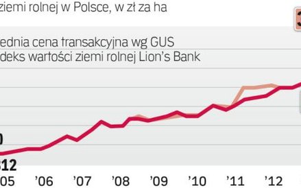 Od 2004 r. wartość gruntów rolnych w Polsce sukcesywnie rośnie