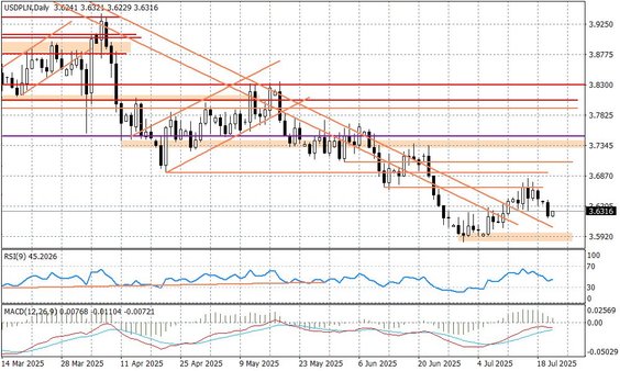 Wykres dzienny USDPLN