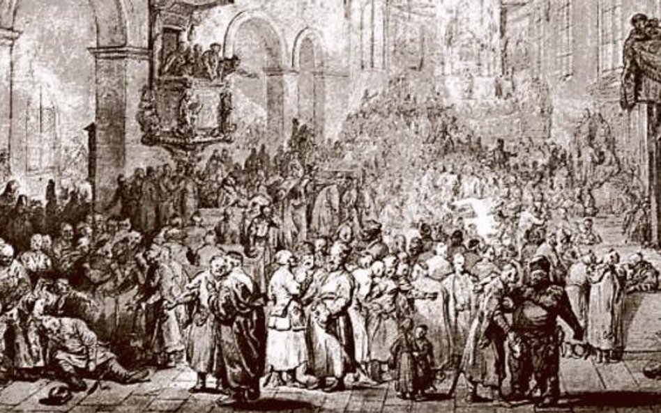 Jan Piotr Norblin (1745–1830), „Sejmik w kościele” – rysunek wykonany przez artystę w 1785 r.