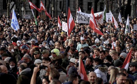 Protest przeciwko lockdownowi w Wiedniu
