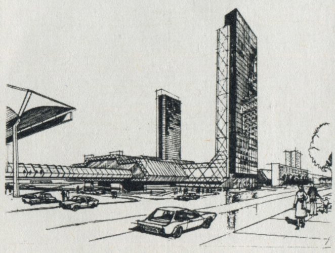 Równie upiorna jak czetropoziomowe ulice koncepcja z lat 70. Hotelu Centralnego dla 2000 osób zamies