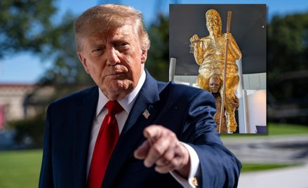 „Pomarańczowa zaraza”. Złoty posąg Trumpa stanął w Parlamencie Europejskim