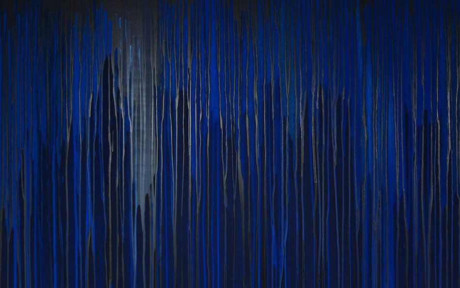 Joanna Borkowska, Częstotliwości Niebieskie 2013, olej, pigmenty i żywica na płótnie, 140x100cm - fo