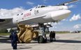 Strategiczny bombowiec Tu-95 wraca do bazy w miejscowości Engels po kapitalnym remoncie