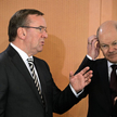 Minister obrony Niemiec Boris Pistorius (z lewej) i kanclerz Olaf Scholz