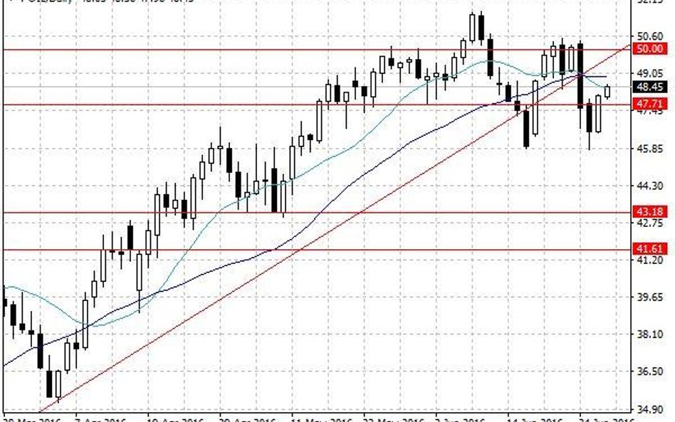 Notowania ropy naftowej WTI – dane dzienne.