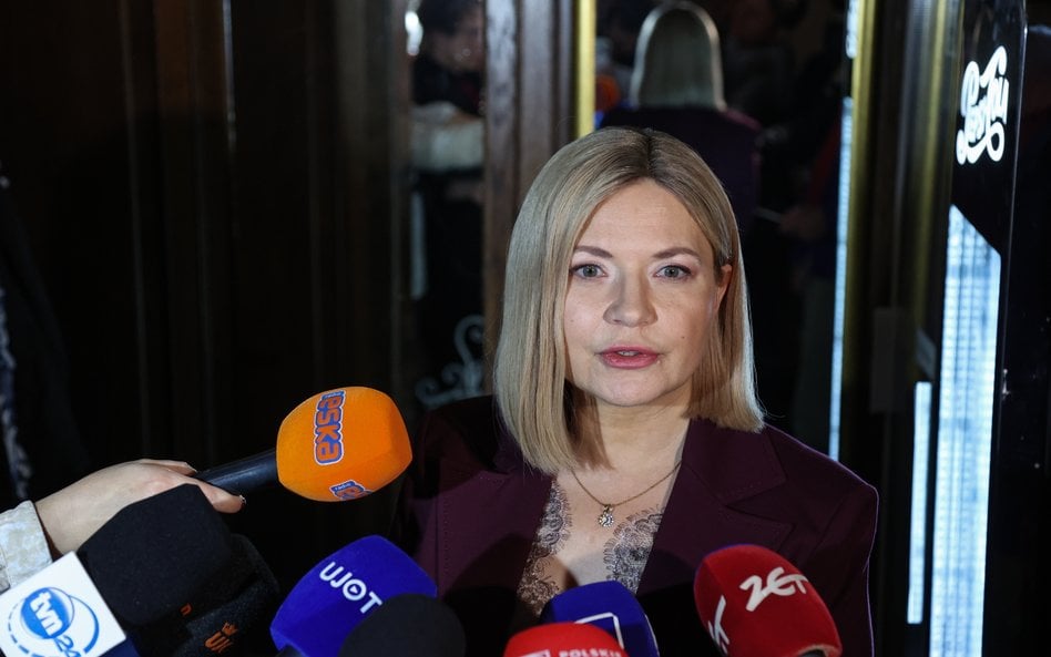 Kandydatka KO i PSL na prezydenta miasta Monika Piątkowska podczas wieczoru wyborczego w swoim sztab