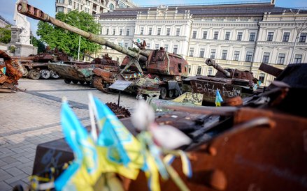 Wystawa zniszczonego przez Ukraińców rosyjskiego sprzętu w Kijowie