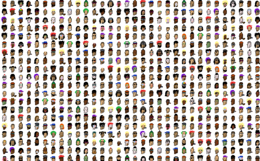 Cryptopunks, projekt z 2017 roku amerykańskiego studia Larva Labs, jedno z pierwszych zastosowań NFT