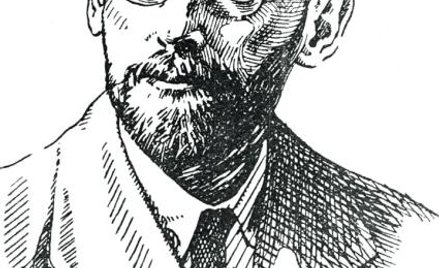 Portret na rysunku z niemieckiego wydania tłumaczeń tekstów Korczaka na esperanto, Berlin 1927 rok