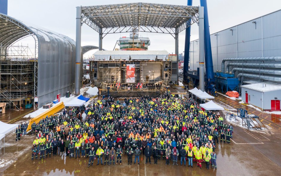 Uroczystość położenia stępki zaopatrzeniowca HMCS Protecteur. Fot./Seaspan Shipyards.