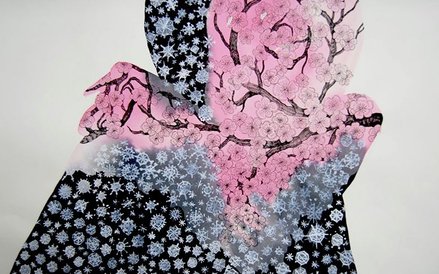 Galeria M Odwach, Katarzyna Kukuła, Wiosność, 2016, ekolina i cienkopis na papierze