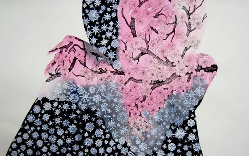 Galeria M Odwach, Katarzyna Kukuła, Wiosność, 2016, ekolina i cienkopis na papierze