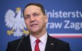 Wicepremier, minister spraw zagranicznych Radosław Sikorski podczas wspólnej konferencji prasowej po
