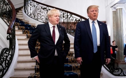 Boris Johnson i Donald Trump po spotkaniu dwustronnym