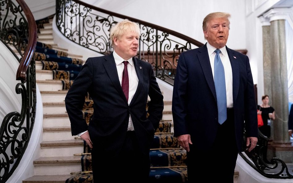 Boris Johnson i Donald Trump po spotkaniu dwustronnym