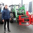Michał Kołodziejczak w czasie protestu AgroUnii w Łodzi, luty 2022
