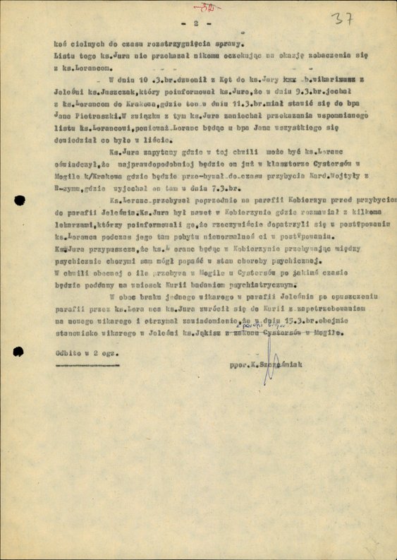 Notatka funkcjonariusza prowadzącego sprawę ks. Loranca z 14 marca 1970 r. po spotkaniu z proboszcze