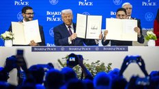 Donald Trump w czasie uroczystości powołania Rady Pokoju