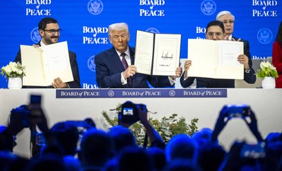 Donald Trump w czasie uroczystości powołania Rady Pokoju