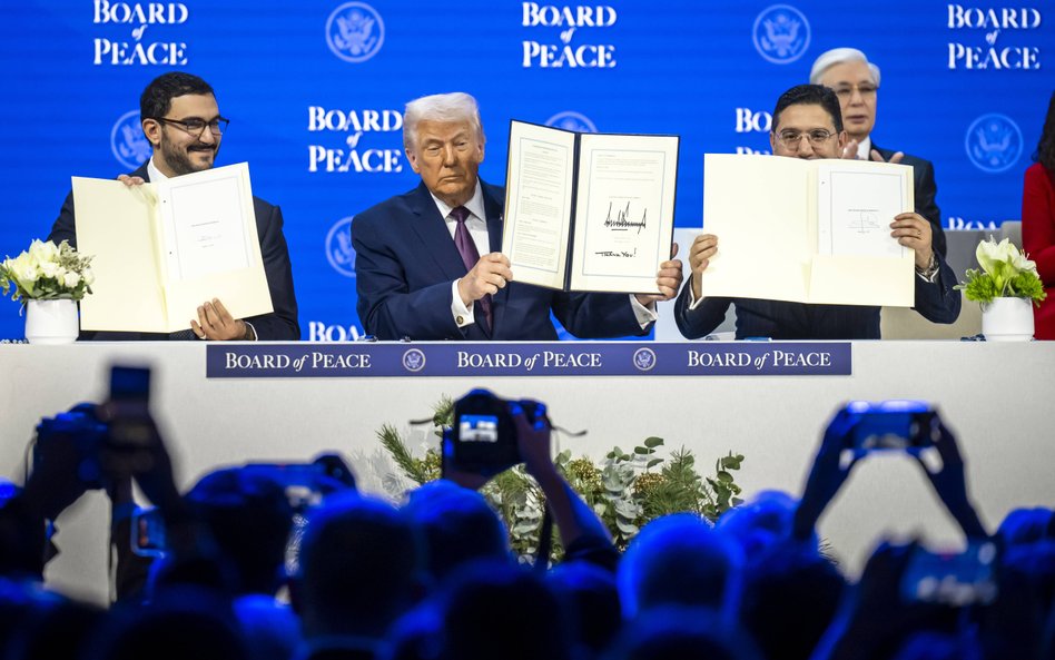 Donald Trump w czasie uroczystości powołania Rady Pokoju