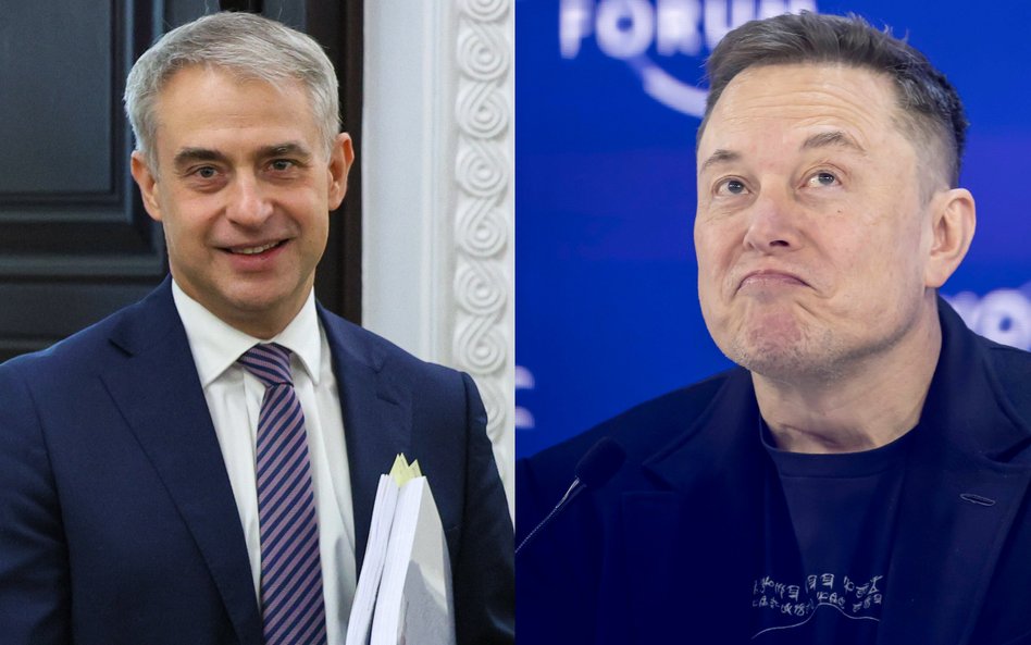 Wicepremier, minister cyfryzacji Krzysztof Gawkowski oraz twórca SpaceX Elon Musk