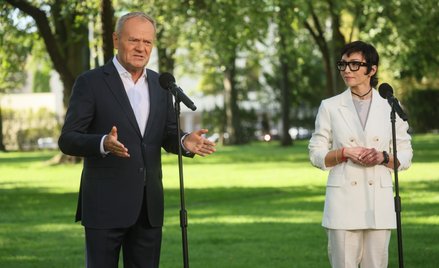 29 lipca 2026 r. Premier Donald Tusk i prof. Barbara Mróz-Gorgoń podczas konferencji prasowej