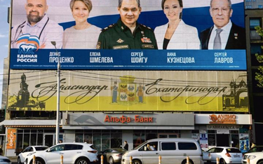 Twarze władzy – billboard Jednej Rosji w Krasnodarze, w centrum minister obrony Siergiej Szojgu, z p