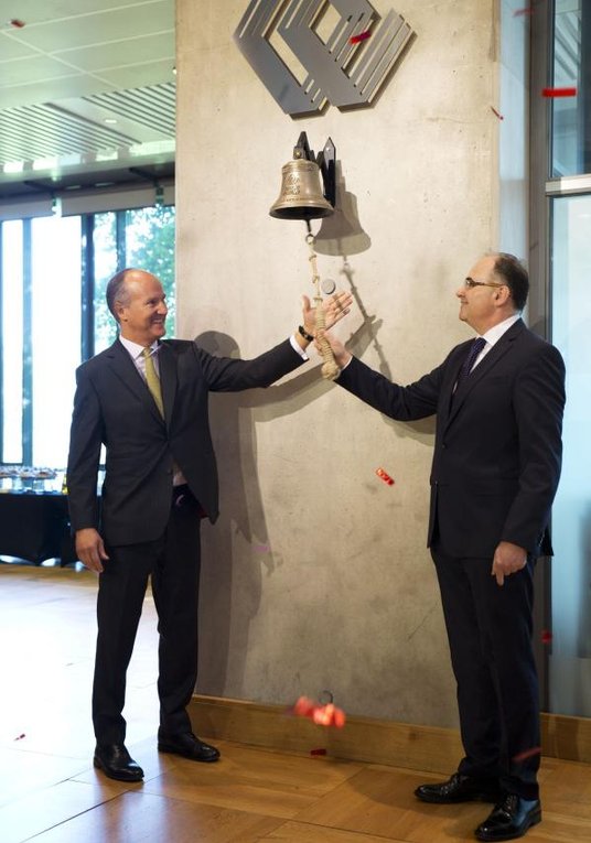 Joao Bras Jorge, prezes Zarządu Banku Millennium oraz Jacek Fotek, wiceprezes Zarządu Giełdy Papieró