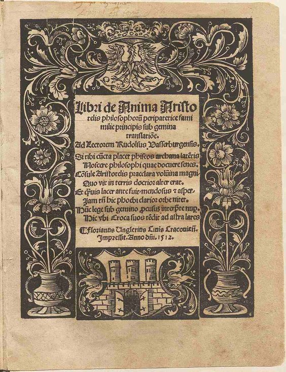 Libri De anima Aristotelis philosophoru[m] peripatetice famimilie principis sub gemina translatio[n]
