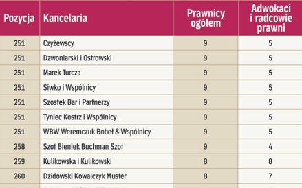 Kancelarie według liczby prawników