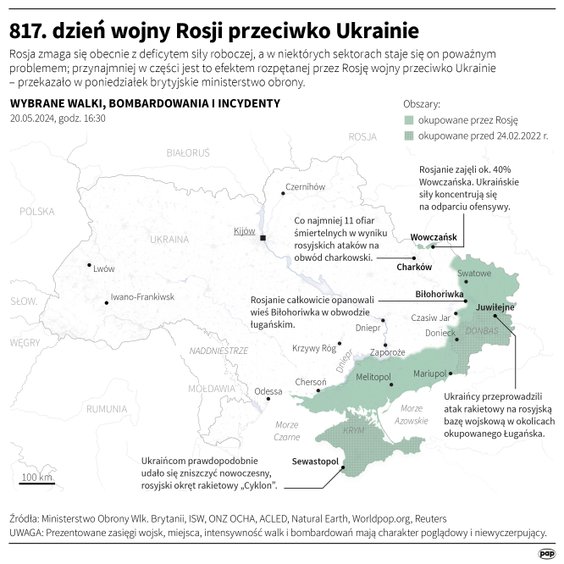 Tak wyglądała sytuacja na Ukrainie w 817 dniu wojny