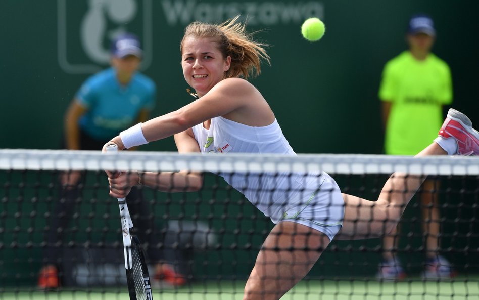 Maja Chwalińska podczas meczu z Niemką Laurą Siegemund