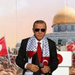 Prezydent Erdogan  podczas wiecu zorganizowanego przez partię AKP w ramach solidarności z Palestyńcz