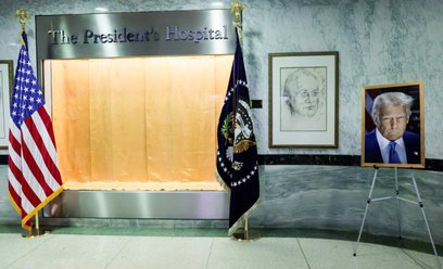 Zdjęcie prezydenta USA Donalda Trumpa wystawione w Walter Reed National Military Medical Center w Be