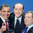 Prezydent USA Barack Obama, premier Włoch Silvio Berlusconi i prezydent Rosji Dmitrij Miedwiediew (n